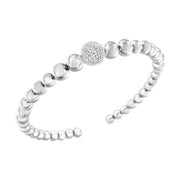 Bids.com .925 Sterling Silver 1/6 Cttw Diamond Rondelle Graduated Ball Bead Cuff Bangle Bracelet (I-J color, I2-I3 clarity) - Fits wrists up to 7 1/2 inches Bracelets White Smoke White.Sterling Silver / 7