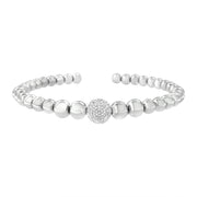 Bids.com .925 Sterling Silver 1/6 Cttw Diamond Rondelle Graduated Ball Bead Cuff Bangle Bracelet (I-J color, I2-I3 clarity) - Fits wrists up to 7 1/2 inches Bracelets White Smoke White.Sterling Silver / 7