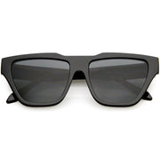 zeroUV Retro Modern Horned Rim Flat Top Square Aviator Sunglasses C920 Sunglasses Dark Slate Gray Black Smoke