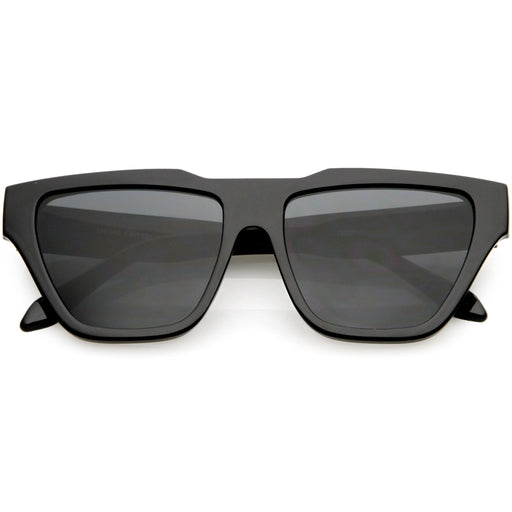 zeroUV Retro Modern Horned Rim Flat Top Square Aviator Sunglasses C920 Sunglasses Dark Slate Gray Black Smoke
