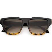 zeroUV Retro Modern Horned Rim Flat Top Square Aviator Sunglasses C920 Sunglasses White Smoke Black Tortoise Lavender