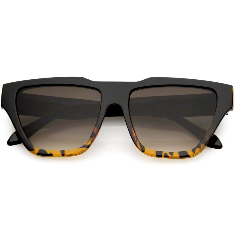 zeroUV Retro Modern Horned Rim Flat Top Square Aviator Sunglasses C920 Sunglasses White Smoke Black Tortoise Lavender
