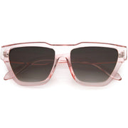 zeroUV Retro Modern Horned Rim Flat Top Square Aviator Sunglasses C920 Sunglasses White Smoke Pink Lavender