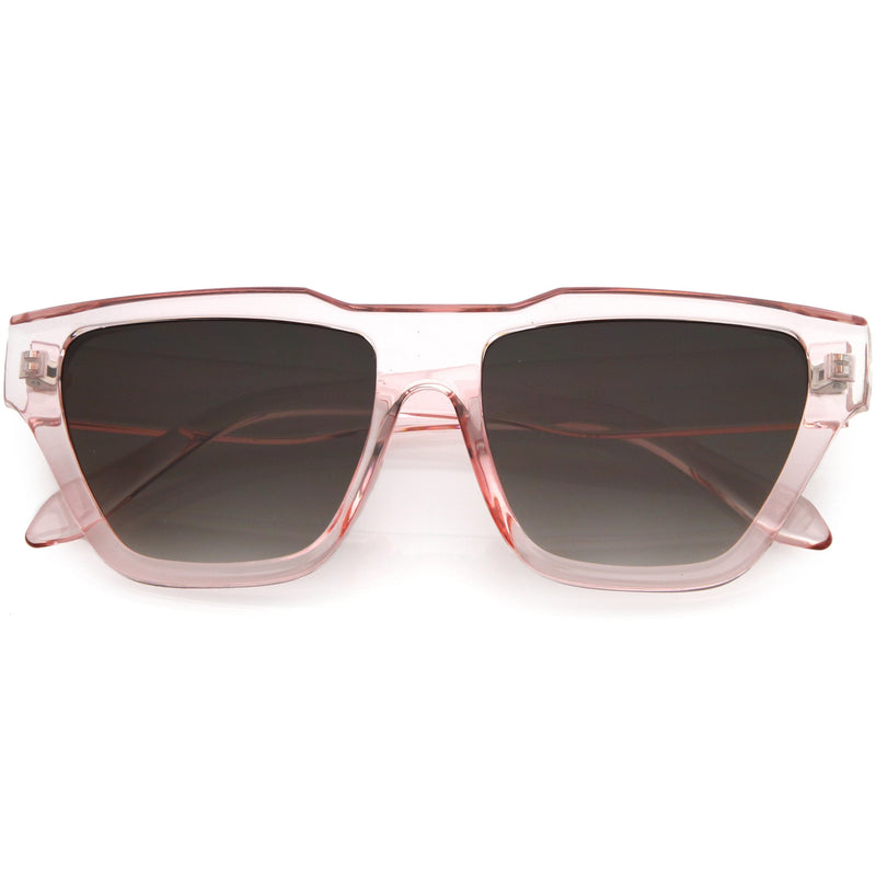 zeroUV Retro Modern Horned Rim Flat Top Square Aviator Sunglasses C920 Sunglasses White Smoke Pink Lavender