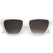 zeroUV Retro Modern Horned Rim Flat Top Square Aviator Sunglasses C920 Sunglasses White Smoke White Lavender