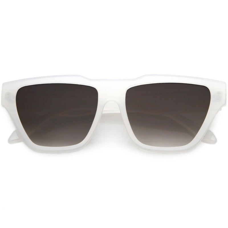 zeroUV Retro Modern Horned Rim Flat Top Square Aviator Sunglasses C920 Sunglasses White Smoke White Lavender