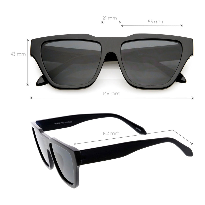zeroUV Retro Modern Horned Rim Flat Top Square Aviator Sunglasses C920 Sunglasses White Smoke Black Smoke,Black Tortoise Lavender,Brown Green,Pink Lavender,White Lavender