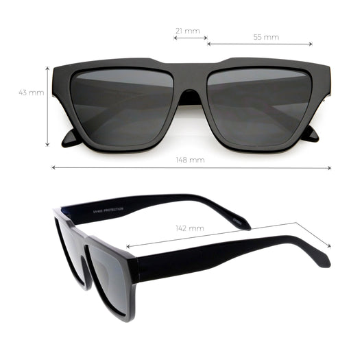 zeroUV Retro Modern Horned Rim Flat Top Square Aviator Sunglasses C920 Sunglasses White Smoke Black Smoke,Black Tortoise Lavender,Brown Green,Pink Lavender,White Lavender