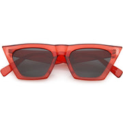 zeroUV Women's Retro Oversize Wide Pointed Cat Eye Sunglasses C921 Sunglasses White Smoke Red Smoke