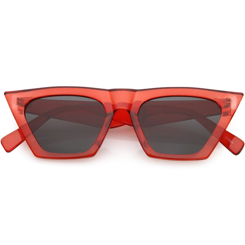 zeroUV Women's Retro Oversize Wide Pointed Cat Eye Sunglasses C921 Sunglasses White Smoke Red Smoke