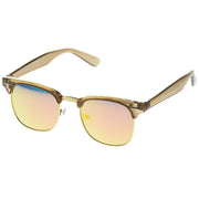 zeroUV Retro Modern Horned Rim Half Frame Mirrored Lens Sunglasses A031 Sunglasses White Smoke Brown Orange Mirror,Blue Blue Mirror,Pink Orange Mirror,Purple Purple Mirror