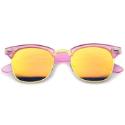 zeroUV Retro Modern Horned Rim Half Frame Mirrored Lens Sunglasses A031 Sunglasses White Smoke Pink Orange Mirror