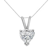 Bids.com 14K White Gold 3/8 Cttw Heart-Shaped Diamond Classic Solitaire 18" Pendant Necklace (H-I Color, VS2-SI1 Clarity) Necklaces White Smoke White.Gold / 18 / 0.4,White.Gold / 18 / 0.5,White.Gold / 18 / 0.25