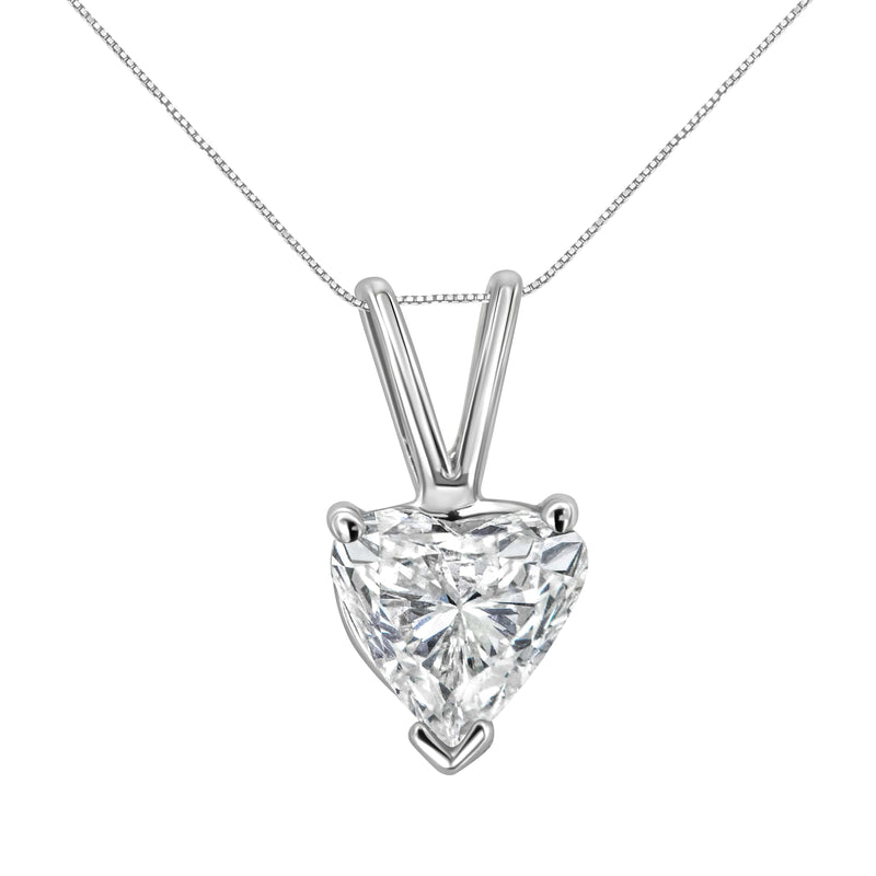 Bids.com 14K White Gold 3/8 Cttw Heart-Shaped Diamond Classic Solitaire 18" Pendant Necklace (H-I Color, VS2-SI1 Clarity) Necklaces White Smoke White.Gold / 18 / 0.4,White.Gold / 18 / 0.5,White.Gold / 18 / 0.25