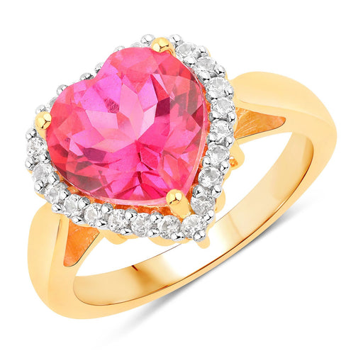 Bids.com 5.03 Carat Genuine Pink Topaz and White Topaz .925 Sterling Silver Ring Rings White Smoke size 6.00,size 7.00,size 8.00,size 9.00,size 5.00