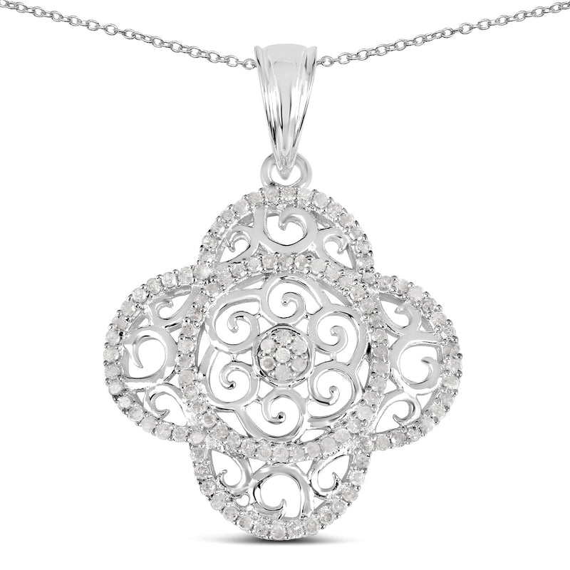 Bids.com 0.57 Carat Genuine White Diamond .925 Sterling Silver Pendant Pendants White Smoke