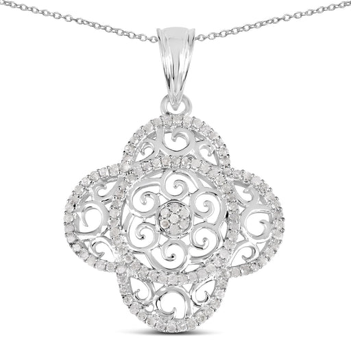 Bids.com 0.57 Carat Genuine White Diamond .925 Sterling Silver Pendant Pendants White Smoke