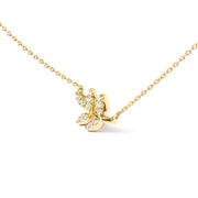 Bids.com 10K Yellow Gold 1/10 Cttw Diamond Leaf and Branch 18" Pendant Necklace (H-I Color, I1-I2 Clarity) Necklaces White Smoke Yellow.Gold / 18