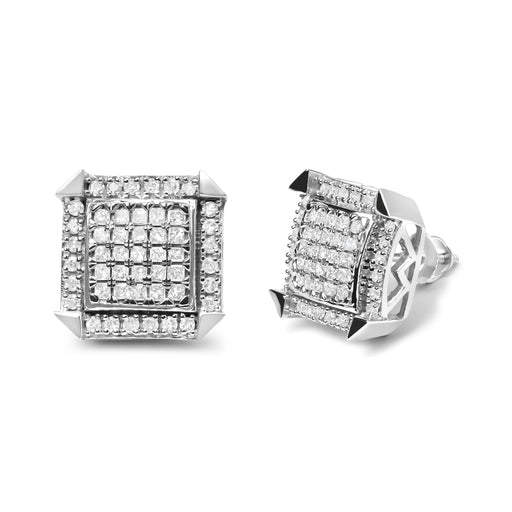 Bids.com 10K White Gold 1.0 Cttw Diamond  Composite with Halo Stud Earrings (H-I Color, I1-I2 Clarity) Earrings White Smoke White.Gold / 0.984