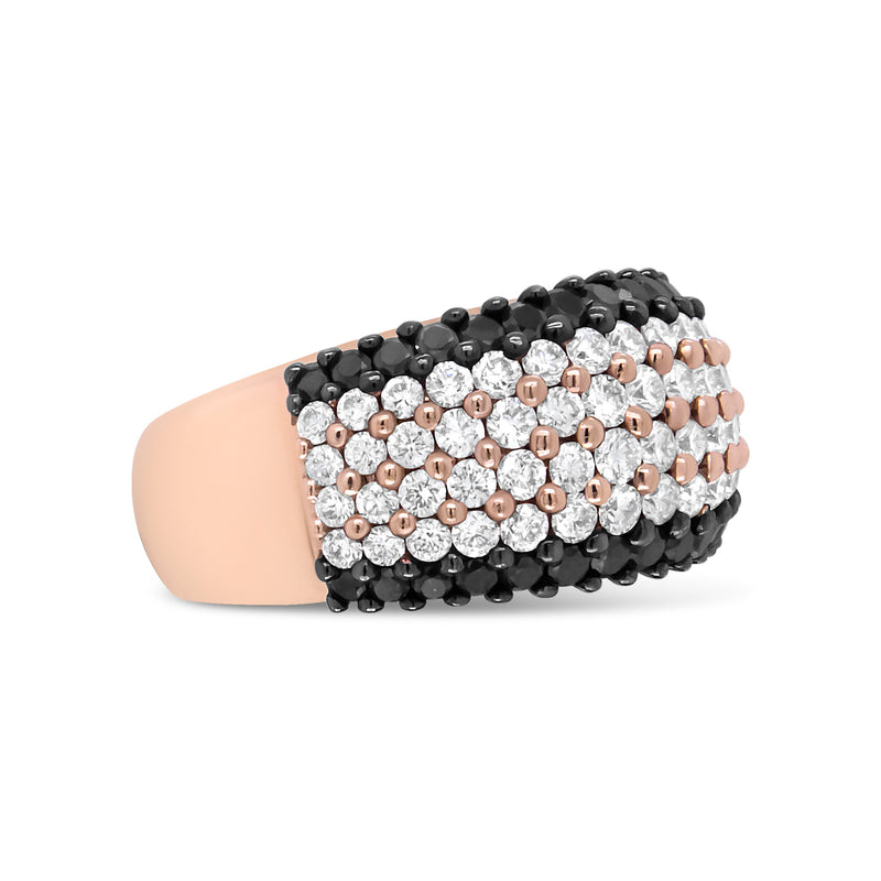 Bids.com 18K Rose Gold 2 1/5 Cttw Black and White Diamond 6 Row Band Ring (F-G and Black Color, VS1-VS2 Clarity) - Ring Size 7 Rings White Smoke 7 / Rose.Gold
