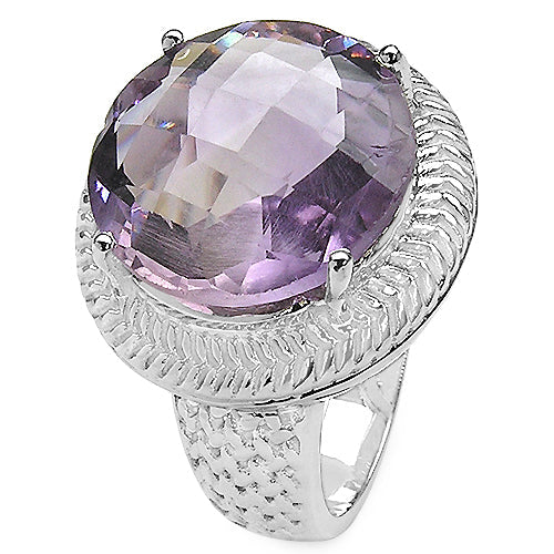 Bids.com 10.22 Carat Genuine Amethyst .925 Sterling Silver Ring Rings White Smoke size 7.00,size 6.00,size 8.00,size 9.00