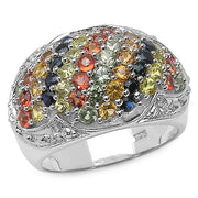 Bids.com 2.75 Carat Genuine Multi Sapphire .925 Sterling Silver Ring Rings White Smoke size 7.00,size 6.00,size 8.00,size 9.00