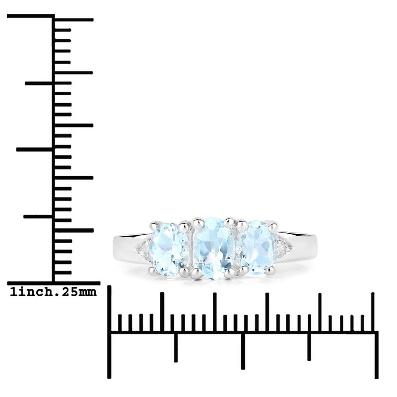 Bids.com 0.95 Carat Genuine Aquamarine and White Diamond .925 Sterling Silver Ring Rings White Smoke size 5.00,size 6.00,size 7.00,size 8.00,size 9.00
