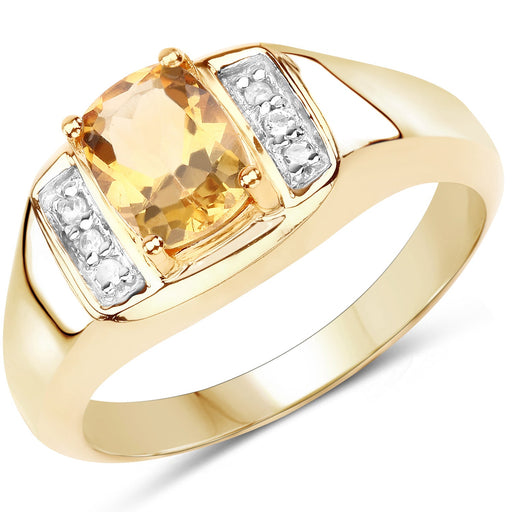 Bids.com 14K Yellow Gold Plated 1.36 Carat Genuine Citrine & White Topaz .925 Sterling Silver Ring Rings White Smoke size 10.00,size 10.50,size 11.00,size 12.00,size 13.00,size 9.00,size 6.00,size 7.00,size 8.00,size 5.00