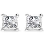 Bids.com AGS Certified 2/5 Cttw Princess Cut Diamond 14K White Gold 4-Prong Solitaire Square Stud Earrings (L-M Color, I1-I2 Clarity) Earrings White Smoke White.Gold / 0.4