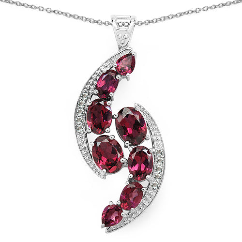 Bids.com 7.29 Carat Genuine Rhodolite & White Topaz .925 Sterling Silver Pendant Pendants White Smoke