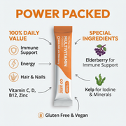 Go Wise Vegan Multivitamin Powder Stick Packs - No Water Needed Multivitamin Alice Blue 28 Stick Packs,14 Stick Packs,42 Stick Packs