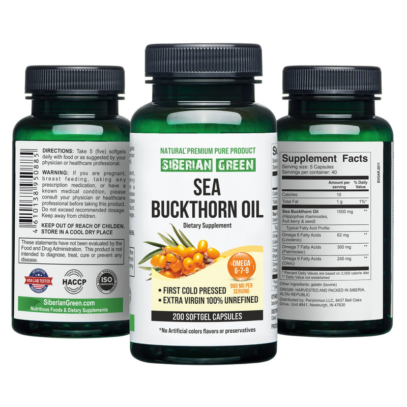 SiberianGreen.com Pure Sea Buckthorn Oil Capsules – Max Potency for Optimal Health Cooking Oils White Smoke