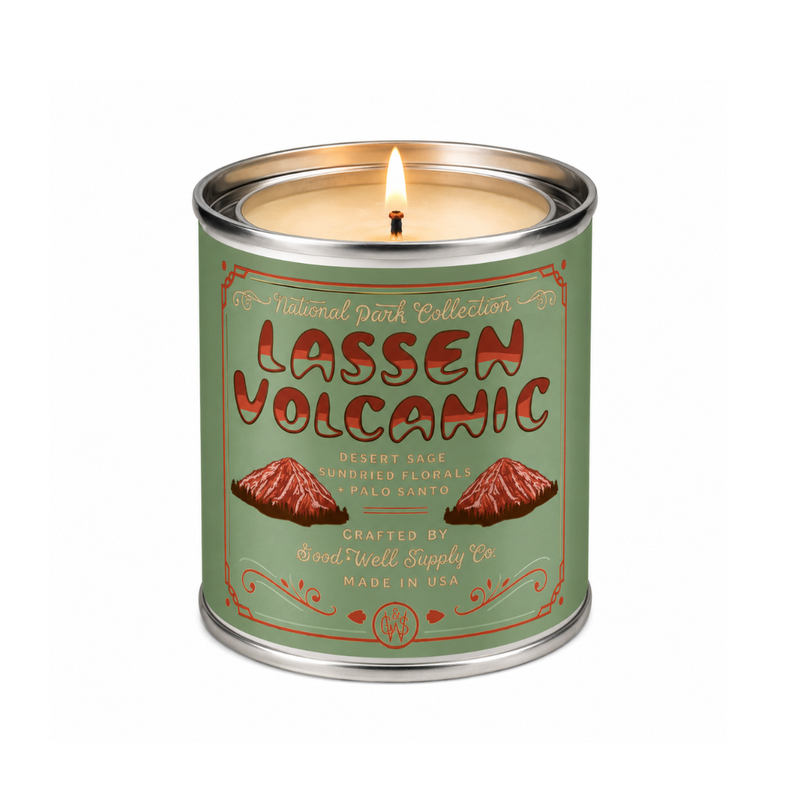 Good & Well Supply Co Lassen Volcanic National Park Candle Candles Dim Gray Half Pint / 8oz / Cotton Wick,Pint / 14oz / Cotton Wick