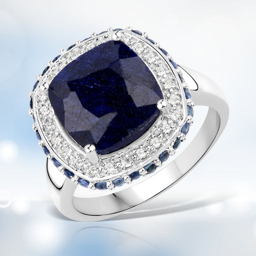 Bids.com 6.46 Carat Dyed Sapphire, Blue Sapphire and White Topaz .925 Sterling Silver Ring Rings White Smoke size 6.00,size 7.00,size 8.00,size 9.00,size 5.00,size 10.00,size 5.50