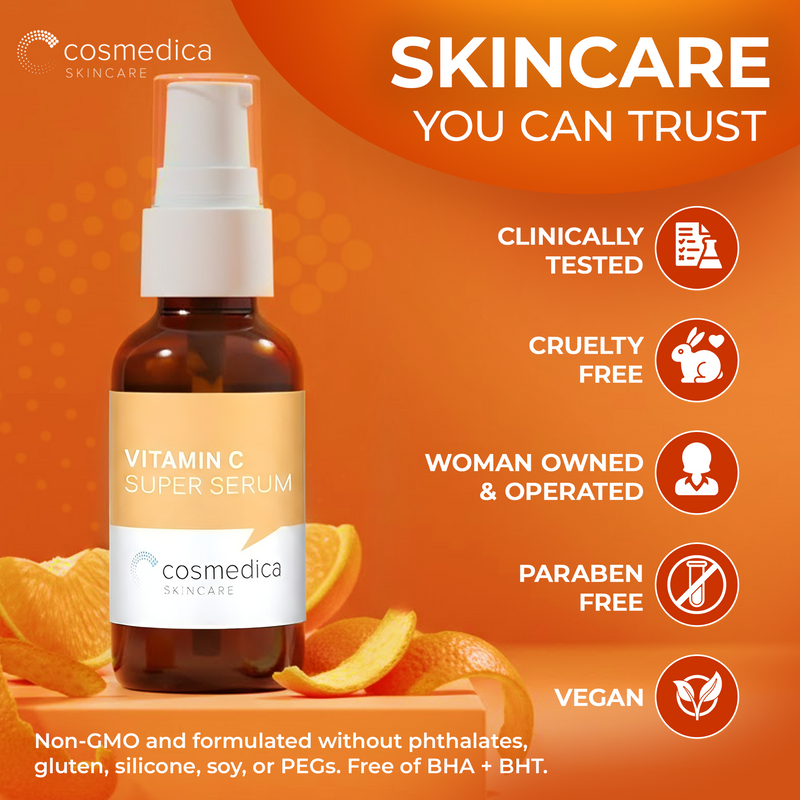 Cosmedica Skincare Cosmedica Skincare Vitamin C Serum for Face with Hyaluronic Acid – Anti Aging Serum for Dark Spots, Fine Lines, Wrinkles – Hydrating Collagen Booster for Women & Men Serum Chocolate 1oz,2oz