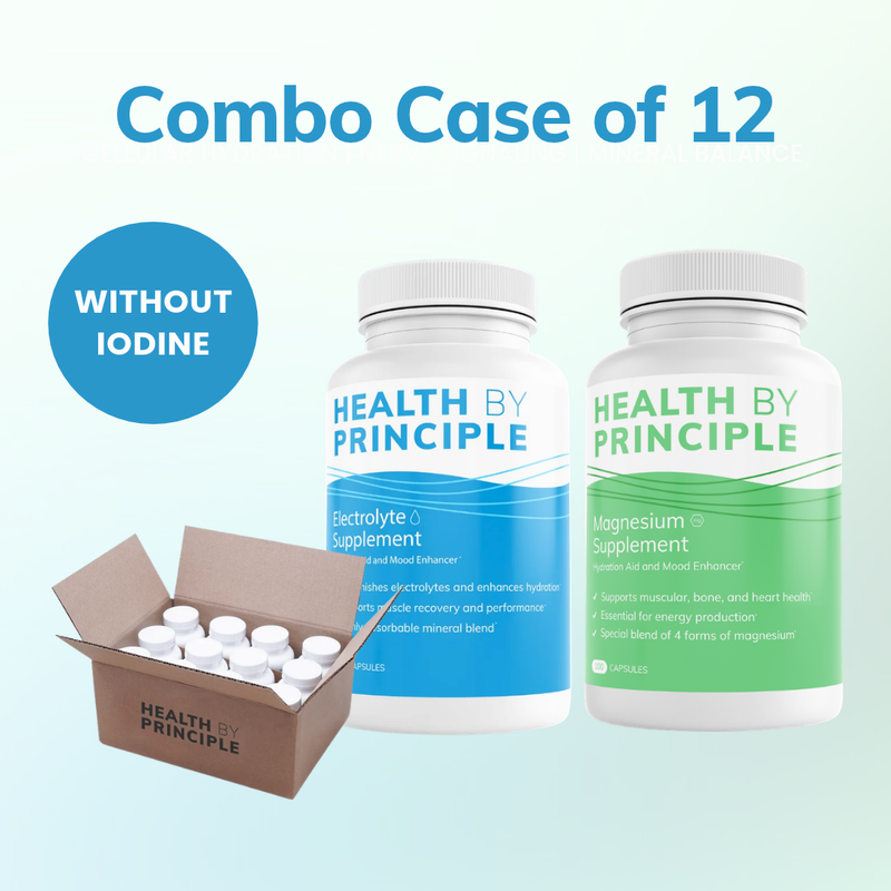 Health By Principle (No Iodine) Electrolyte and Magnesium Combo Case of 12 Bottles White Smoke