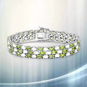 Bids.com 19.73 Carat Genuine Opal and Peridot .925 Sterling Silver Bracelet Bracelets Lavender size 7.50,size 6.50,size 7.00,size 7.25,size 7.75