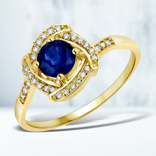 Bids.com 0.73 Carat Genuine Blue Sapphire and White Diamond 14K Yellow Gold Ring Rings Lavender size 5.00,size 6.00,size 7.00,size 8.00,size 9.00