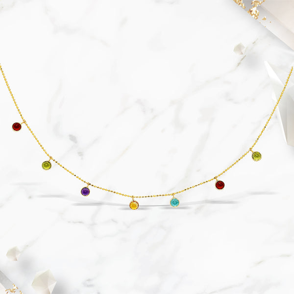 Bids.com 14k Yellow Gold Cable Chain Necklace with Round Multi-Tone Charms Necklaces White Smoke 16 / Yellow Gold,18 / Yellow Gold