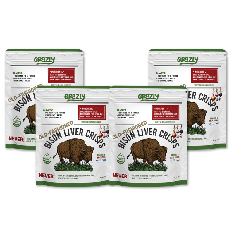 Grazly Bison Liver Crisps - 100% Grass-Fed/Finished Bison Crisp Lavender Old Fashioned / 4 Pack