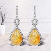 Bids.com 10.04 Carat Genuine Golden Rutile And White Topaz .925 Sterling Silver Earrings Earrings Lavender