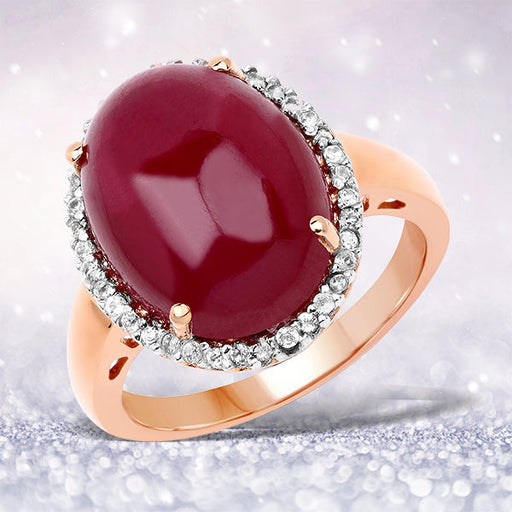 Bids.com 14K Rose Gold Plated 16.69 Carat Genuine Glass Filled Ruby and White Topaz .925 Sterling Silver Ring Rings Lavender size 6.00,size 7.00,size 8.00,size 9.00
