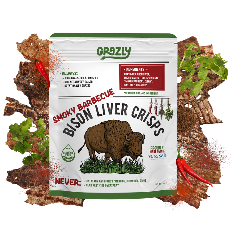 Grazly Bison Liver Crisps - 100% Grass-Fed/Finished Bison Crisp Black Smoky Barbecue / 1 Pack
