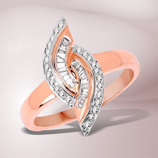 Bids.com 0.29 Carat Genuine White Diamond 14K Rose Gold Ring (E-F Color, SI1-SI2 Clarity) Rings Light Gray size 7.50,size 7.00