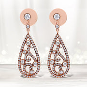 Bids.com 18K Rose Gold 1 1/4 Cttw Diamond Teardrop Shaped Drop and Dangle Screw Back Stud Earring (F-G Color, VS1-VS2 Clarity) Earrings Lavender Rose.Gold / 1.19