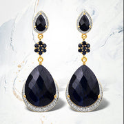 Bids.com 30.04 Carat Dyed Sapphire, Blue Sapphire and White Topaz .925 Sterling Silver Earrings Earrings White Smoke