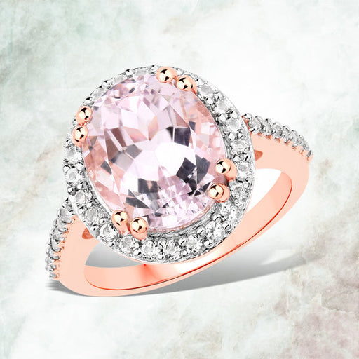 Bids.com 6.94 Carat Genuine Kunzite and White Topaz .925 Sterling Silver Ring Rings White Smoke size 7.00,size 6.00,size 8.00