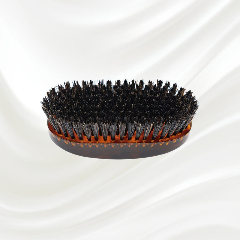 KOH-I-NOOR Beauty USA Jaspè Military Boar Bristle Brush - Men's Hair & Beard Grooming Hair Brush Black Boar Bristles / Large,Boar Bristles / Small