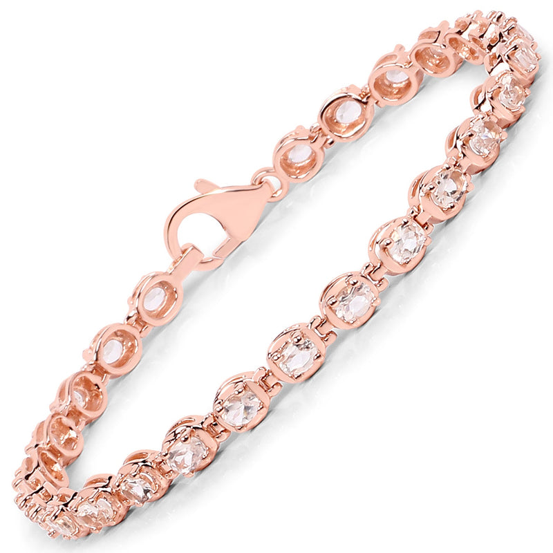 Bids.com 3.75 Carat Genuine Morganite .925 Sterling Silver Bracelet Bracelets White Smoke size 7.50,size 7.00,size 8.50,size 6.25