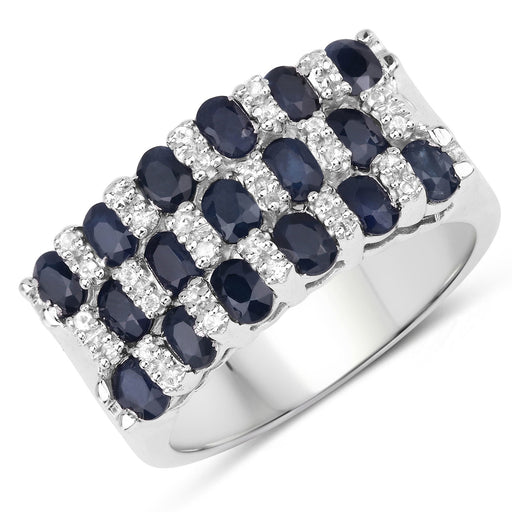Bids.com 3.66 Carat Genuine Blue Sapphire and White Topaz .925 Sterling Silver Ring Rings White Smoke size 5.00,size 5.50,size 6.00,size 7.00,size 8.00,size 9.00,size 11.50